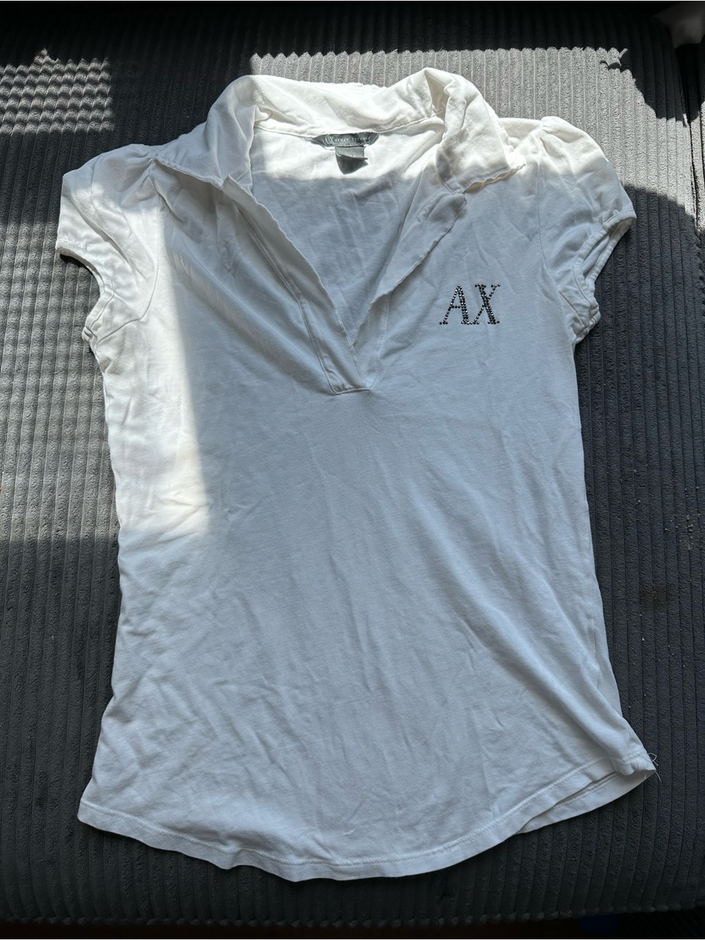 Armani Exchange White Short-Sleeve Polo Scoop Neck Tee